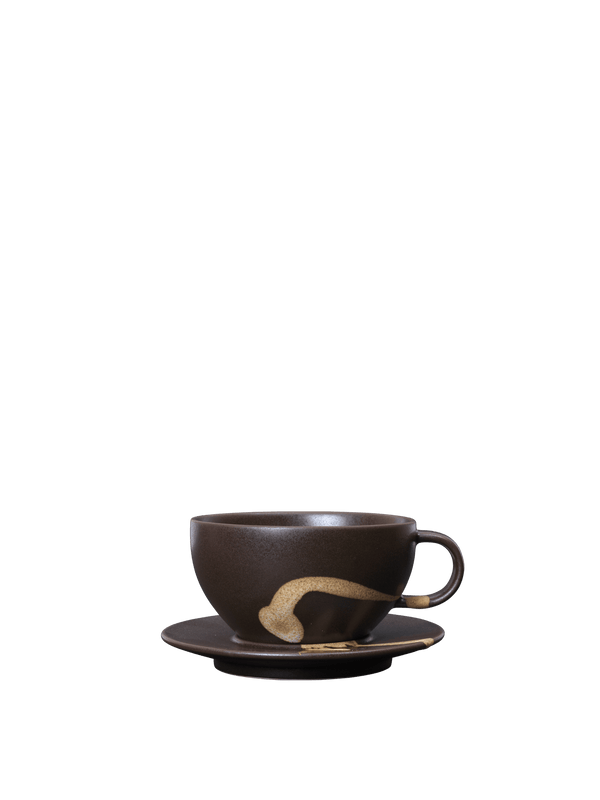 Taza con platillo Koyo marrón oscuro/Buff · Ferm Living