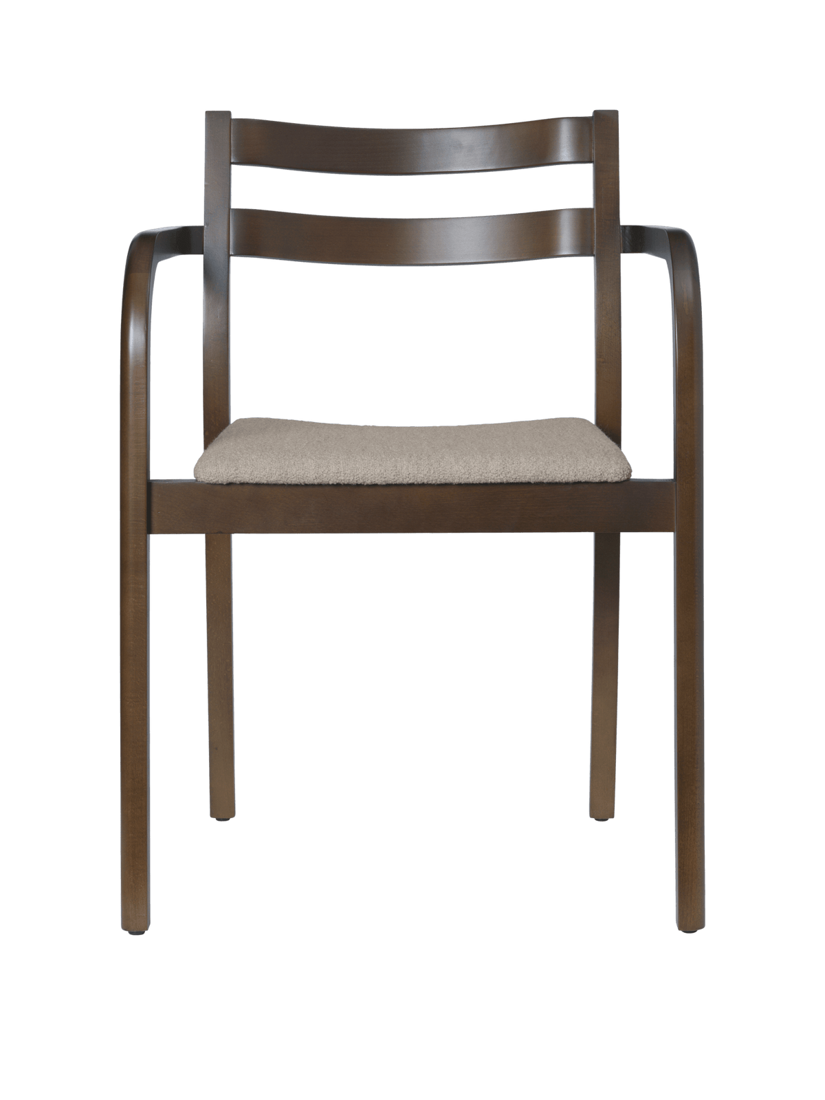 Silla de comedor Boda con brazos · Ferm Living Dark Stained Beech · Soft Bouclé Natural