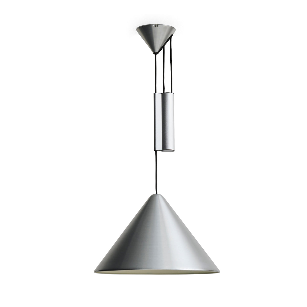 Lámpara colgante Compass · HAY · Brushed Aluminium / Height-Adjustable / Ø 43 cm