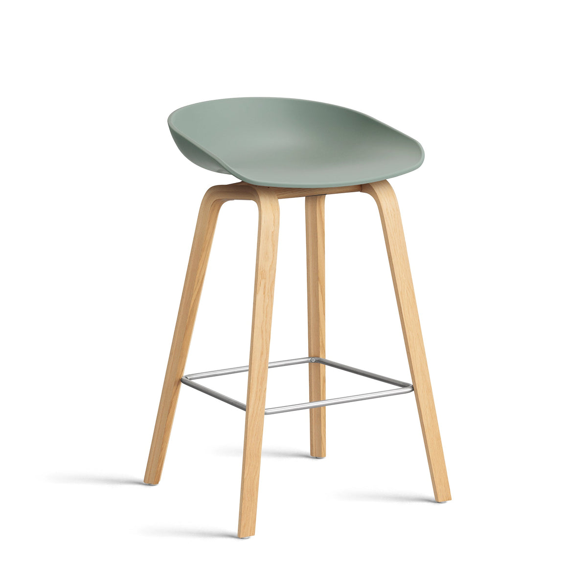 Taburete alto About A Stool AAS 32 · HAY · fall green 2.0 / H 65 cm / Varnished Oak / Stainless Steel