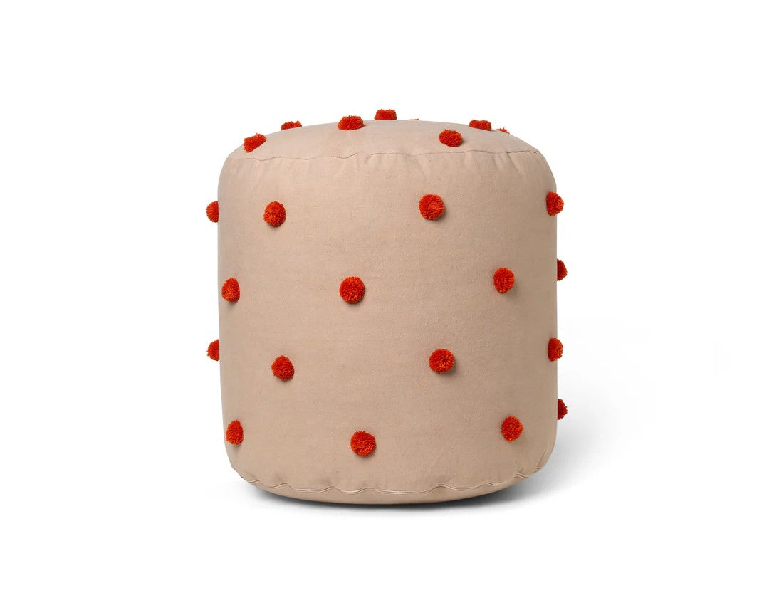 Dot Tufted Pouf Camel/Red