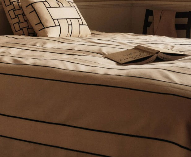 Twill Bedspread - Double Off-White/Black