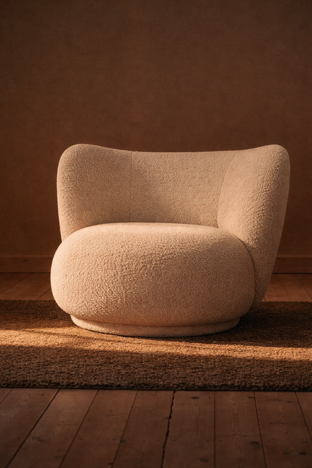 Rico Lounge Chair - Swivel - Raw Bouclé Natural