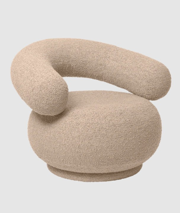Orbo Lounge Chair - Swivel - Raw Bouclé Natural