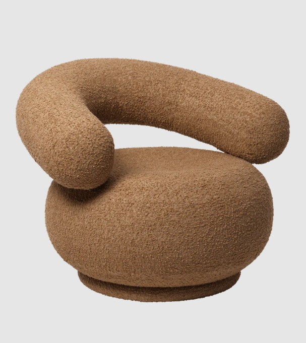 Orbo Lounge Chair - Swivel - Raw Bouclé Tan