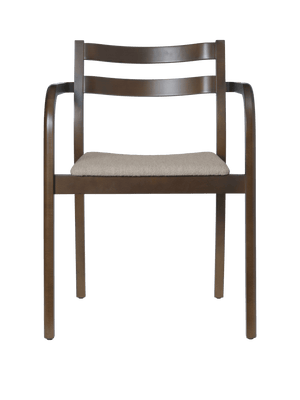 Silla de comedor Boda con brazos · Ferm Living Dark Stained Beech · Soft Bouclé Natural