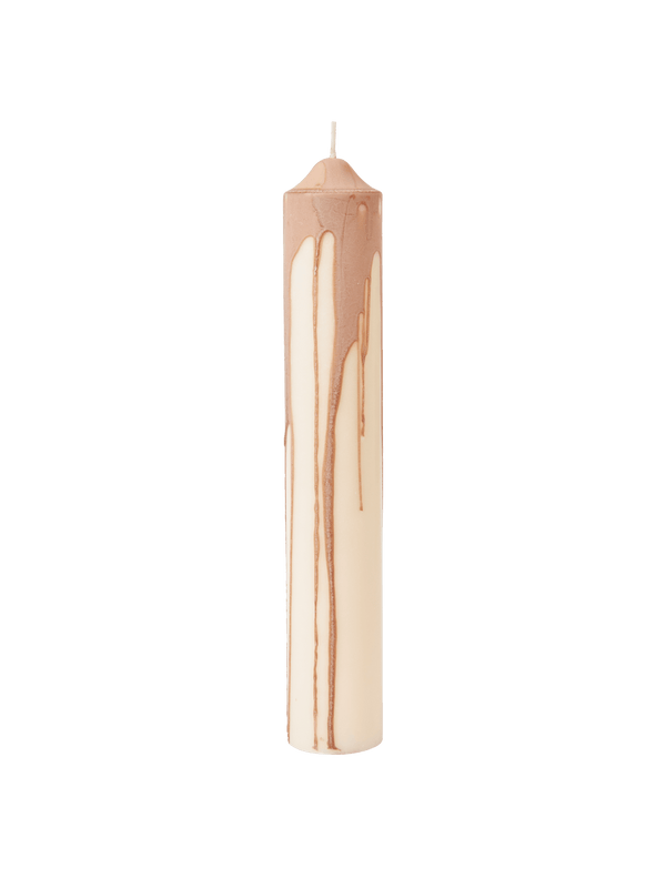 Vela cilíndrica Dryp · Large / Beige