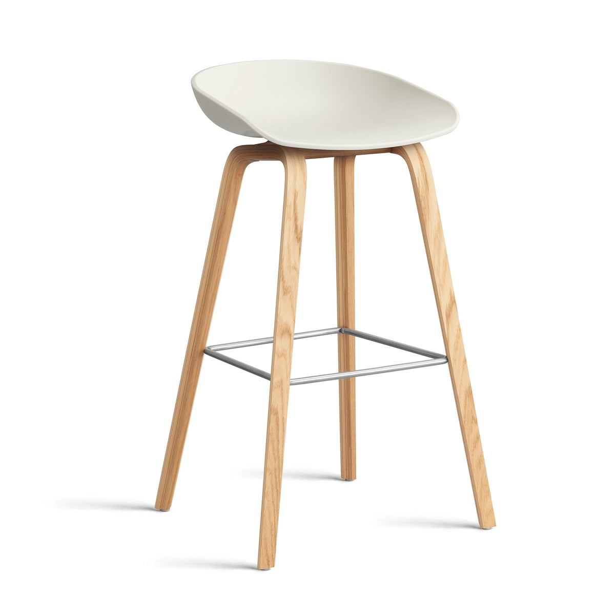 Taburete alto About A Stool AAS 32 · HAY · melange cream 2.0 / H 75 cm / Varnished Oak / Stainless Steel