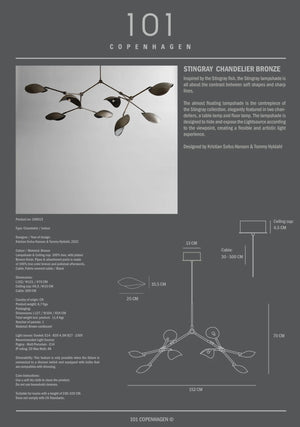 Stingray Chandelier - Bronze (5m)