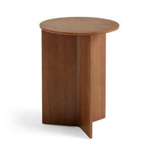 Mesa auxiliar Slit Table Round · HAY · Walnut, Natural / Ø 35 x H 47 cm