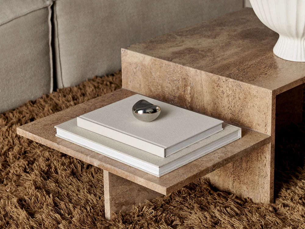 Distinct Coffee Table Dark Brown Travertine