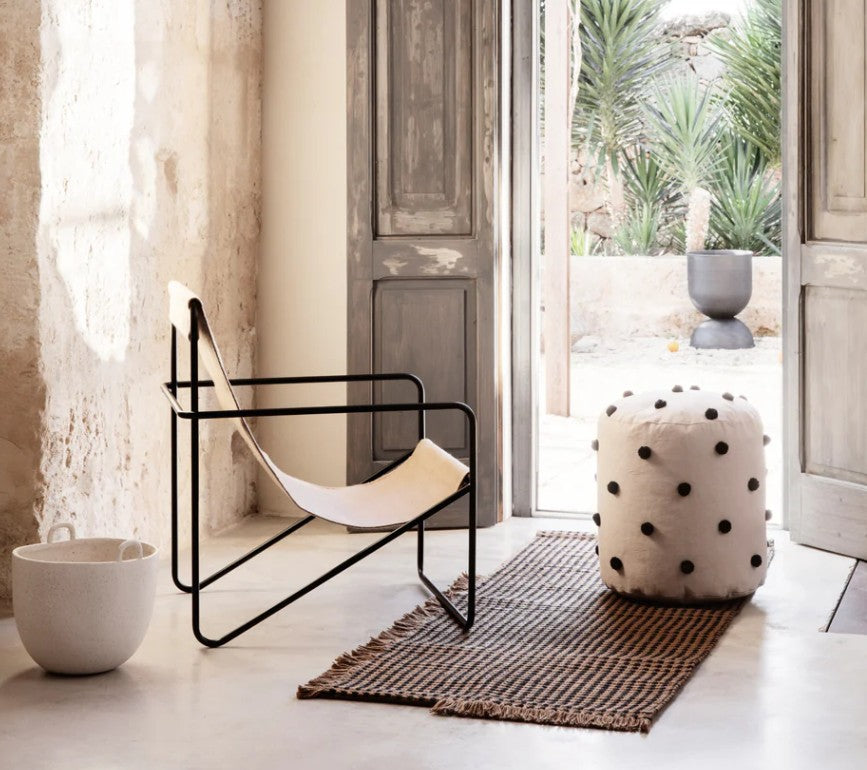 Dot Tufted Pouf Sand Black