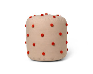 Dot Tufted Pouf Camel/Red