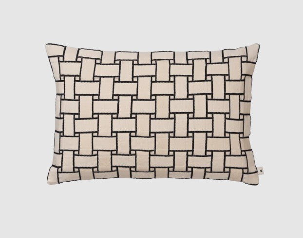 Lattice Cushion - Rectangular Off-White/Black