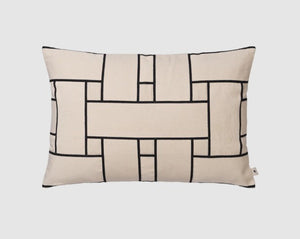 Lattice Offset Cushion - Rectangular Off-White/Black