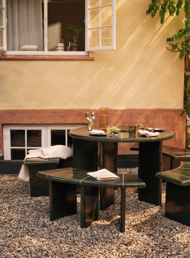 Deya Curved Bench - 110 Dark Green