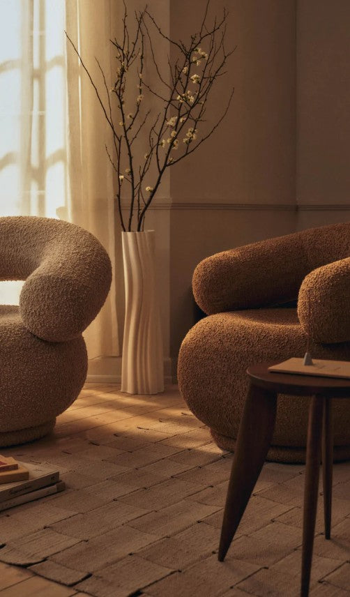 Orbo Lounge Chair - Raw Bouclé Tan