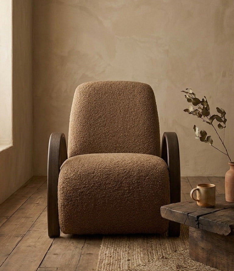 Buur Lounge Chair - Raw Bouclé Tan
