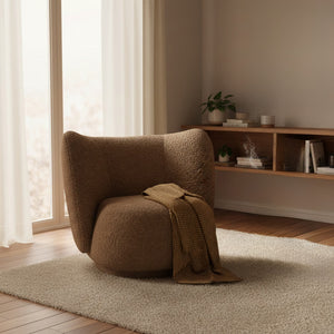 Rico Lounge Chair - Swivel - Raw Bouclé Tan