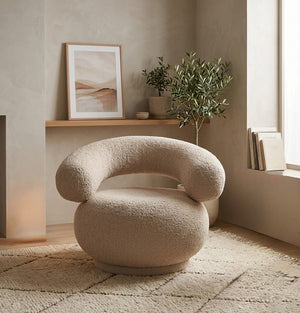 Orbo Lounge Chair - Swivel - Raw Bouclé Natural