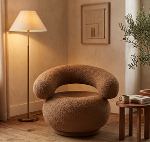 Orbo Lounge Chair - Swivel - Raw Bouclé Tan