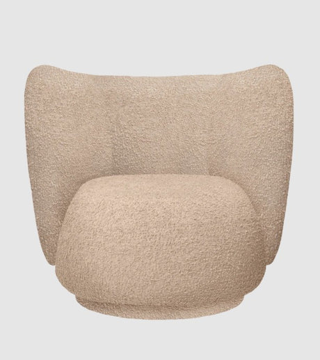 Rico Lounge Chair - Swivel - Raw Bouclé Natural