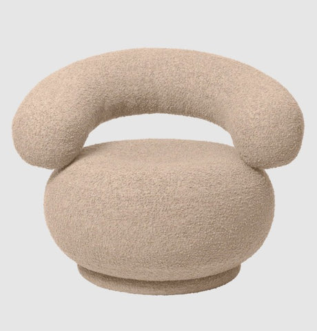 Orbo Lounge Chair - Swivel - Raw Bouclé Natural