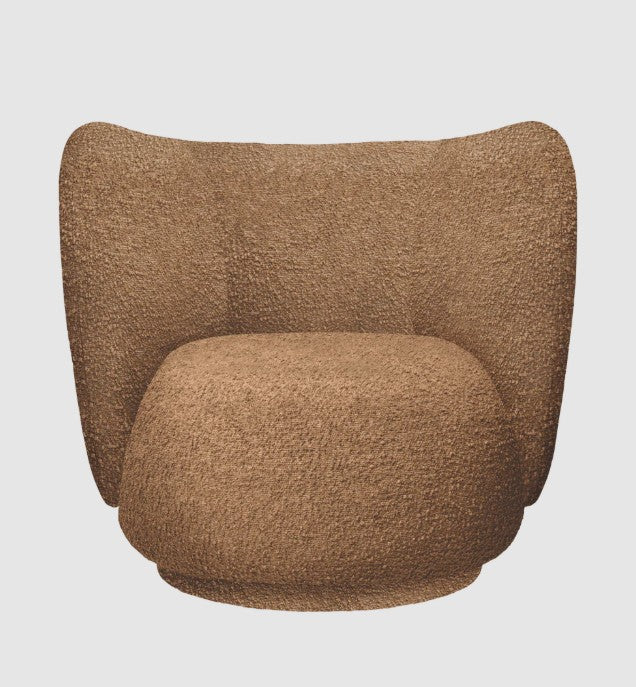 Rico Lounge Chair - Swivel - Raw Bouclé Tan