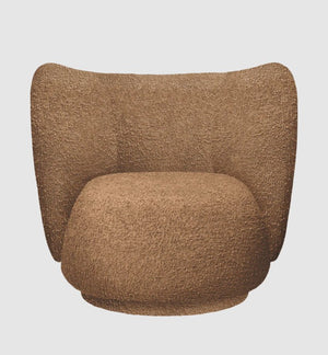 Rico Lounge Chair - Swivel - Raw Bouclé Tan