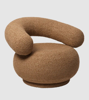 Orbo Lounge Chair - Swivel - Raw Bouclé Tan