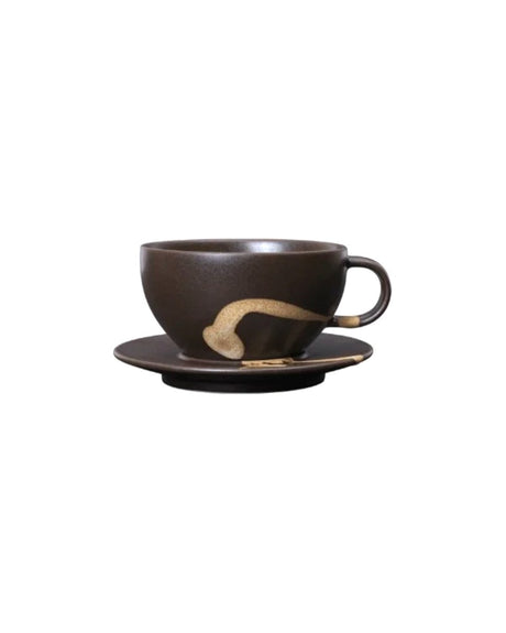 Taza con platillo Koyo marrón oscuro/Buff · Ferm Living
