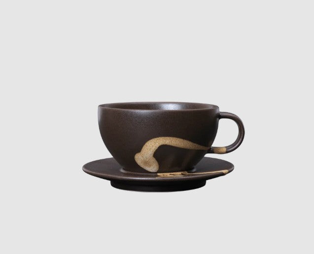 Koyo Cup with Saucer Dark Brown/Buff