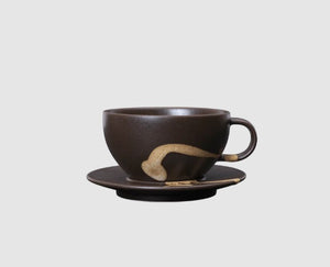 Koyo Cup with Saucer Dark Brown/Buff