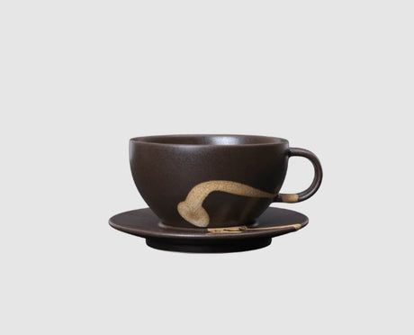 Koyo Cup with Saucer Dark Brown/Buff